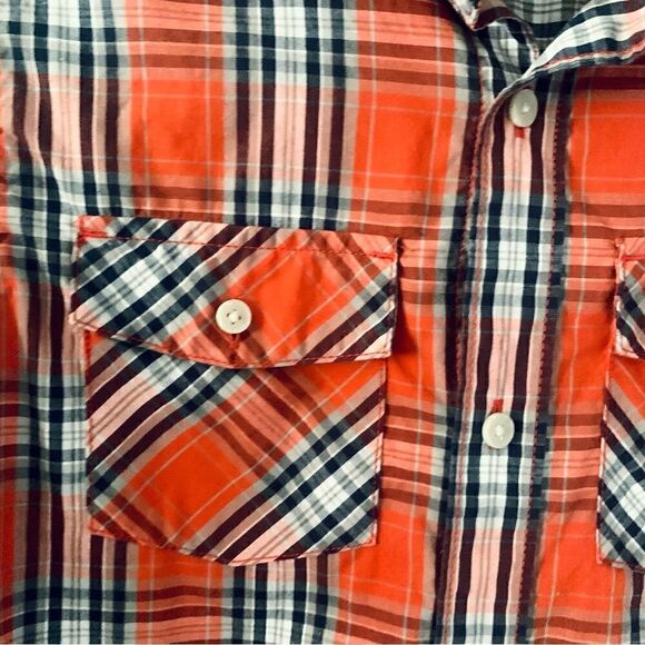 Urban Pipeline Orange Plaid Button Down Shirt Size Medium - Picture 4 of 10